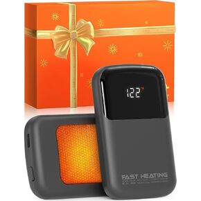 AI Hand Warmers Rechargeable with Gift Box, 2 Pack Portable Electric Hand Warmer with LED Display Battery and Temperature, Fast Heating, for Men, Women, Hunting Camping Gray