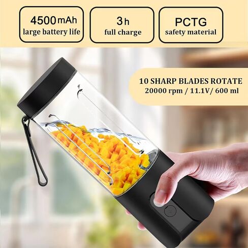 Portable Blender,Personal Size Blender for Shakes and Smoothies, smoothie maker USB-C Rechargeable & Self Cleaning - Quiet Mini Travel Blender with Stainless Steel Blade in Saudi Arabia