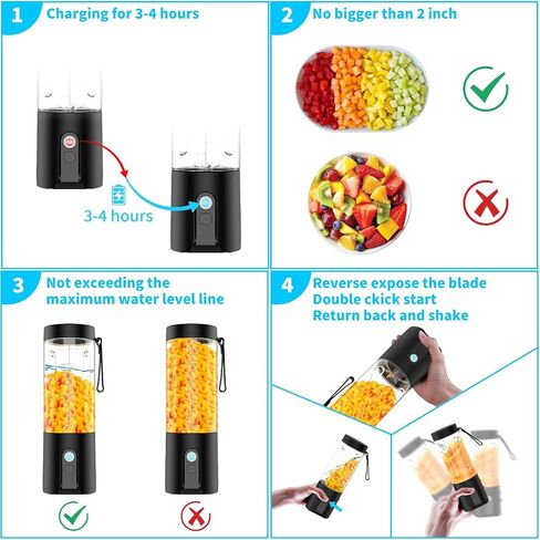 Portable Blender,Personal Size Blender for Shakes and Smoothies, smoothie maker USB-C Rechargeable & Self Cleaning - Quiet Mini Travel Blender with Stainless Steel Blade in Saudi Arabia
