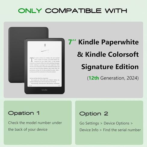 حالة من 7 بوصة من الجيل الثاني عشر من نوع Kindle Paperwhite و Kindle Colorsoft Signature Edition 2024 تم إصدارها - غطاء جلدي متين للضوء وغطاء خلفي ناعم مع الأوتار/النوم ، الأسود in Kuwait