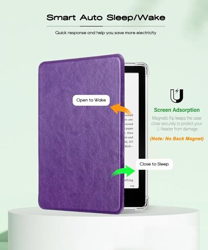 حالة من 7 بوصة من الجيل الثاني عشر من نوع Kindle Paperwhite و Kindle Colorsoft Signature Edition 2024 تم إصدارها - غطاء جلدي متين للضوء وغطاء خلفي ناعم مع الأوتار/النوم ، الأسود in Kuwait