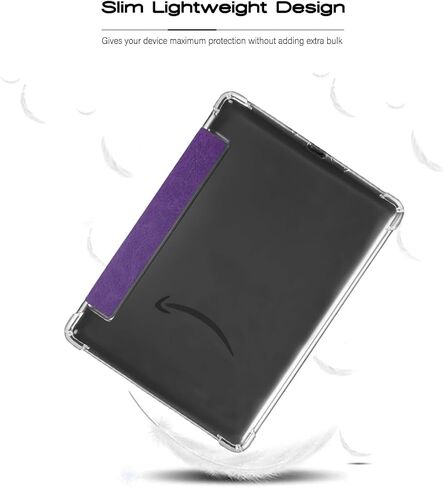 حالة من 7 بوصة من الجيل الثاني عشر من نوع Kindle Paperwhite و Kindle Colorsoft Signature Edition 2024 تم إصدارها - غطاء جلدي متين للضوء وغطاء خلفي ناعم مع الأوتار/النوم ، الأسود in Kuwait