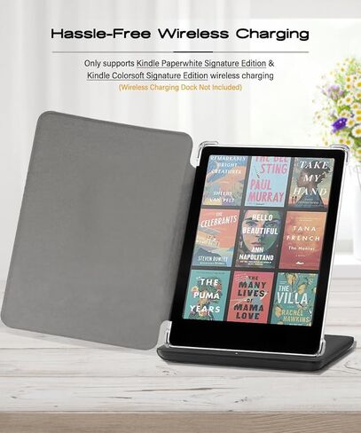 حالة من 7 بوصة من الجيل الثاني عشر من نوع Kindle Paperwhite و Kindle Colorsoft Signature Edition 2024 تم إصدارها - غطاء جلدي متين للضوء وغطاء خلفي ناعم مع الأوتار/النوم ، الأسود in Kuwait