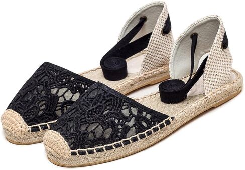 U-lite Women's Espadrille FLat Sandals Closed Toe Ankle Wrap,Classic Lace Up Summer Dressy Flat Shoes in Saudi Arabia