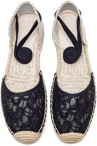 U-lite Women's Espadrille FLat Sandals Closed Toe Ankle Wrap,Classic Lace Up Summer Dressy Flat Shoes in Saudi Arabia