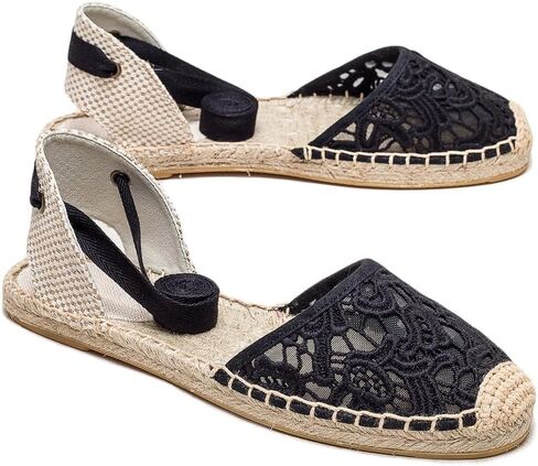 U-lite Women's Espadrille FLat Sandals Closed Toe Ankle Wrap,Classic Lace Up Summer Dressy Flat Shoes in Saudi Arabia