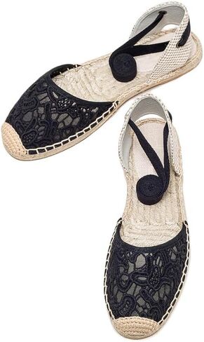U-lite Women's Espadrille FLat Sandals Closed Toe Ankle Wrap,Classic Lace Up Summer Dressy Flat Shoes in Saudi Arabia