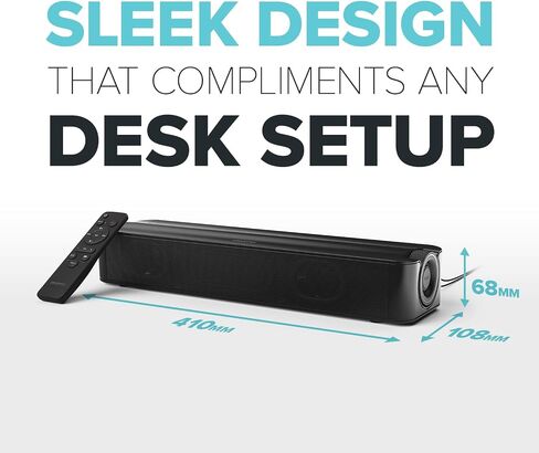 Creative Stage SE Under-Monitor Soundbar with USB Digital Audio and Bluetooth 5.3, Clear Dialog and Surround by Sound Blaster, Powered via Adapter (Renewed) in Saudi Arabia