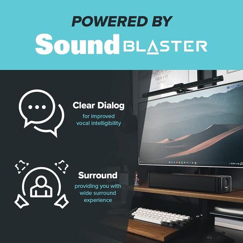 Creative Stage SE Under-Monitor Soundbar with USB Digital Audio and Bluetooth 5.3, Clear Dialog and Surround by Sound Blaster, Powered via Adapter (Renewed) in Saudi Arabia
