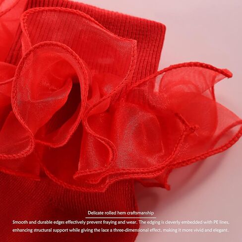 Dicry Baby Girls Double Lace Turn Cuff Socks with Big Ruffle for Infant Toddlers and Kids in Saudi Arabia