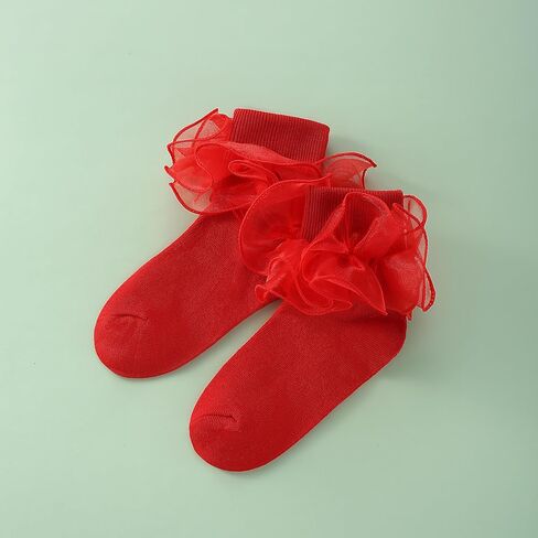 Dicry Baby Girls Double Lace Turn Cuff Socks with Big Ruffle for Infant Toddlers and Kids in Saudi Arabia