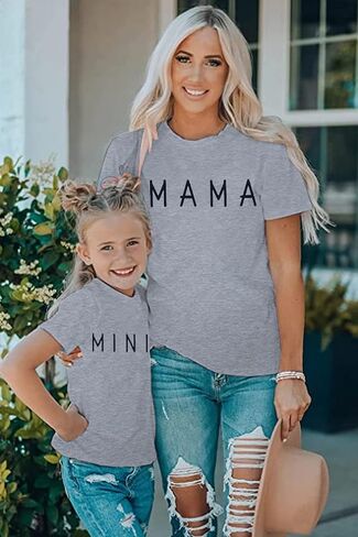 Mama and Mini Shirt Mommy and Me Shirts Mom and Baby Matching Outfits Family Short Sleeve Tees in Kuwait