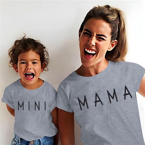 Mama and Mini Shirt Mommy and Me Shirts Mom and Baby Matching Outfits Family Short Sleeve Tees in Kuwait