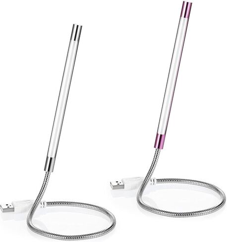 Mudder 2 قطع مصباح LED USB للوحة مفاتيح الكمبيوتر المحمول مصباح كمبيوتر مصباح مرن عصا قابلة للاتصال مصباح LED مفتاح لمس القراءة (الفضة ، الأرجواني) in Kuwait