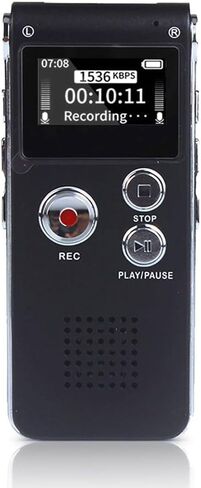 Digital Voice Recorder, 16GB Audio Recorder with Playback USB Rechargeable Tape Recorder for Lecture, Meeting, Interview, Upgraded Small Dictaphone Recorder Device in Saudi Arabia