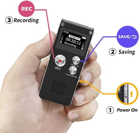 Digital Voice Recorder, 16GB Audio Recorder with Playback USB Rechargeable Tape Recorder for Lecture, Meeting, Interview, Upgraded Small Dictaphone Recorder Device in Saudi Arabia
