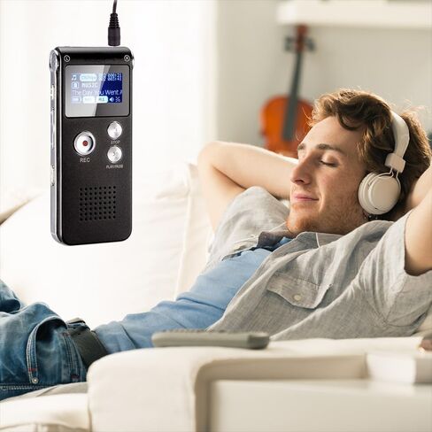 Digital Voice Recorder, 16GB Audio Recorder with Playback USB Rechargeable Tape Recorder for Lecture, Meeting, Interview, Upgraded Small Dictaphone Recorder Device in Saudi Arabia