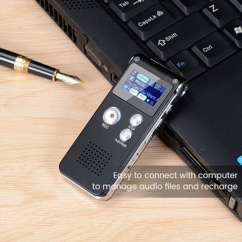 Digital Voice Recorder, 16GB Audio Recorder with Playback USB Rechargeable Tape Recorder for Lecture, Meeting, Interview, Upgraded Small Dictaphone Recorder Device in Saudi Arabia