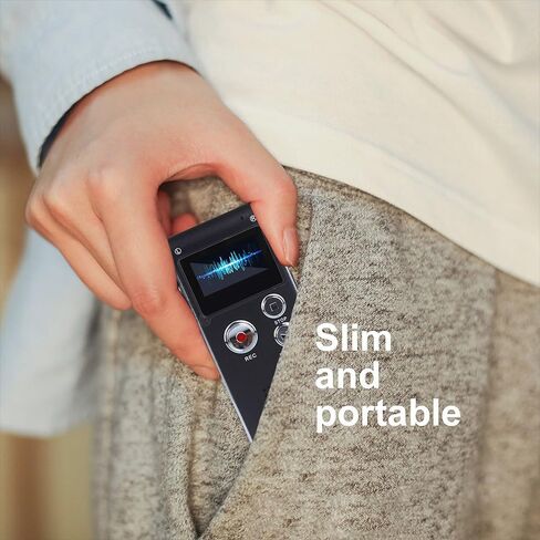 Digital Voice Recorder, 16GB Audio Recorder with Playback USB Rechargeable Tape Recorder for Lecture, Meeting, Interview, Upgraded Small Dictaphone Recorder Device in Saudi Arabia