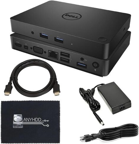 Dell WD15 130W Monitor Dock 4K USB-C - Dell Docking Station for Laptops with 130W AC Adapter + HDMI Cable + Microfiber Cloth (Renewed) in Saudi Arabia