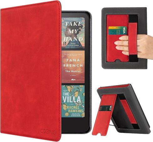 COBAK CASE مع Stand for Kindle Paperwhite 12th Gen 2024 تم إصداره (7 ") و kindle Colorsoft Signature Edition - غطاء جلدي متين مع إيقاظ النوم التلقائي ، فتحة البطاقة ، ميزة حزام اليد in Saudi Arabia