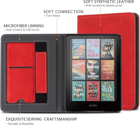 COBAK CASE مع Stand for Kindle Paperwhite 12th Gen 2024 تم إصداره (7 ") و kindle Colorsoft Signature Edition - غطاء جلدي متين مع إيقاظ النوم التلقائي ، فتحة البطاقة ، ميزة حزام اليد in Saudi Arabia