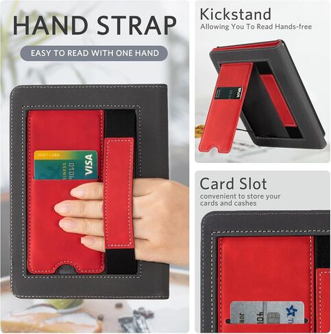 COBAK CASE مع Stand for Kindle Paperwhite 12th Gen 2024 تم إصداره (7 ") و kindle Colorsoft Signature Edition - غطاء جلدي متين مع إيقاظ النوم التلقائي ، فتحة البطاقة ، ميزة حزام اليد in Saudi Arabia