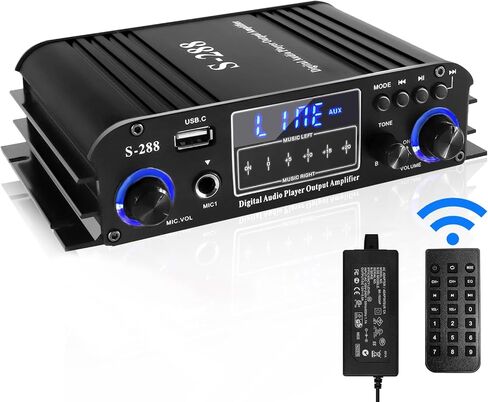 Bluetooth 5.1 مضخم صوت ستيريو 4 قناة MAX 1200W HIFI MINI POWER AMPLIFIER RMS 50WX4 USB ، SD ، FM Class D AMP مع محول ومكافحة عن بعد للسيارة المنزلية DIY مسرح مكبرات الصوت المسرحية KARAOKE in Kuwait