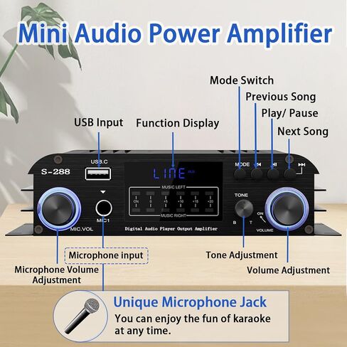 Bluetooth 5.1 مضخم صوت ستيريو 4 قناة MAX 1200W HIFI MINI POWER AMPLIFIER RMS 50WX4 USB ، SD ، FM Class D AMP مع محول ومكافحة عن بعد للسيارة المنزلية DIY مسرح مكبرات الصوت المسرحية KARAOKE in Kuwait