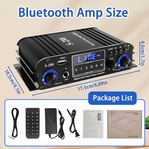 Bluetooth 5.1 مضخم صوت ستيريو 4 قناة MAX 1200W HIFI MINI POWER AMPLIFIER RMS 50WX4 USB ، SD ، FM Class D AMP مع محول ومكافحة عن بعد للسيارة المنزلية DIY مسرح مكبرات الصوت المسرحية KARAOKE in Kuwait