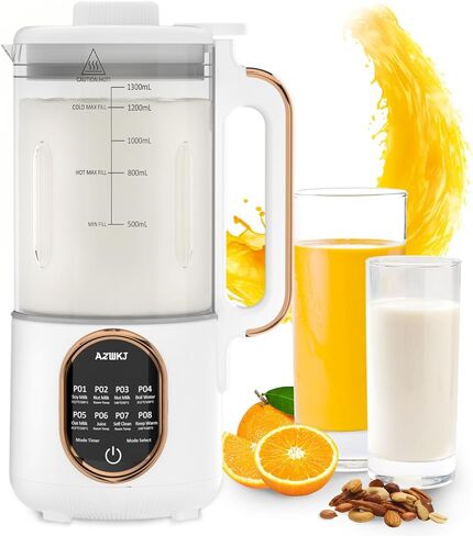 44oz Automatic Nut Milk Maker, 8 in 1 Homemade Soy Milk Maker,Almond Milk, Oat Milk, Coconut Milk & More and Nut Milk Machine with Delay Start/Keep Warm/Self-Cleaning with Electronic Cookbook White in Saudi Arabia