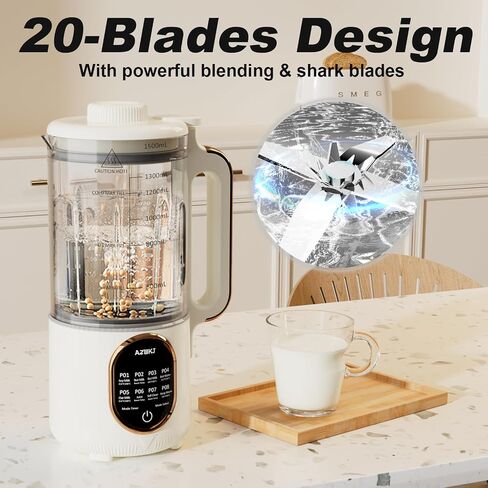 44oz Automatic Nut Milk Maker, 8 in 1 Homemade Soy Milk Maker,Almond Milk, Oat Milk, Coconut Milk & More and Nut Milk Machine with Delay Start/Keep Warm/Self-Cleaning with Electronic Cookbook White in Saudi Arabia