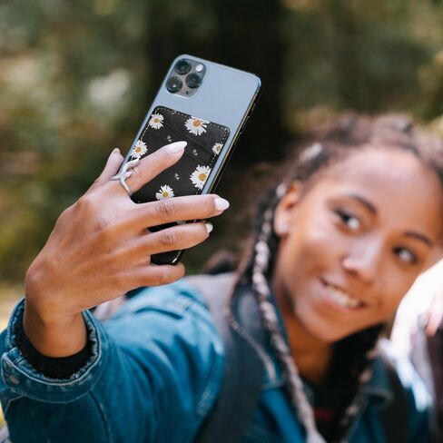 Phone Wallet Stick on, Leather Phone Card Holder Credit Card Pocket for Back of Phone Case Sticky Wallet for iPhone and Android - 2Pack Black in Kuwait