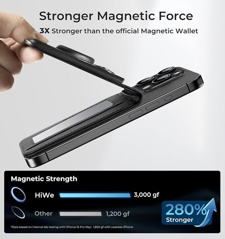 Magnetic Wallet for iPhone magsafe with Airtag, Phone Card Holder for iPhone 16/15/14/13 Plus Pro Max Slim Vegan Leather, Adjustable Stand, RFID Blocking, Fit 6 Cards Idea, Black in Saudi Arabia