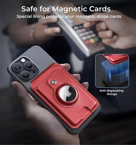 Magnetic Wallet for iPhone magsafe with Airtag, Phone Card Holder for iPhone 16/15/14/13 Plus Pro Max Slim Vegan Leather, Adjustable Stand, RFID Blocking, Fit 6 Cards Idea, Black in Saudi Arabia