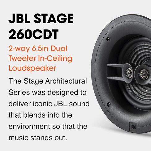 JBL Stage 260CDT - مكبرات الصوت في السقف مع مكبرات الصوت المزدوجة 3/4 بوصة قبة ، لفائف الصوت المزدوجة 6.5 "مكبرات الصوت وشبكة مديرة من السهل تثبيت in Kuwait