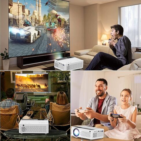 Mini Projector 4K 1080p مدعوم ، مسرح منزلي ، عرض فيديو للغرفة/غرفة النوم ، جهاز عرض محمول في الهواء الطلق ، هدية للأطفال ، متوافقة مع الهاتف الذكي/Android/iOS/محمول/تلفزيون عصا/HDMI/USB in Saudi Arabia