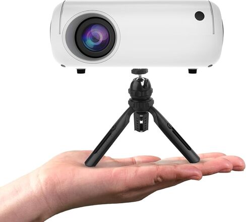 Mini Portable Projector for iPhone (with Tripod), HD 1080P Support, Portable Outdoor Home Theater Movie Projector, 26"-120" Screen Video Projector, Compatible with Smartphone/TV Stick/PS4/PC/Laptop in Kuwait