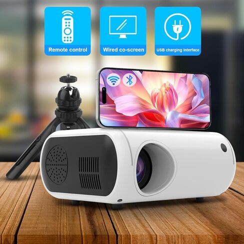 Mini Portable Projector for iPhone (with Tripod), HD 1080P Support, Portable Outdoor Home Theater Movie Projector, 26"-120" Screen Video Projector, Compatible with Smartphone/TV Stick/PS4/PC/Laptop in Kuwait
