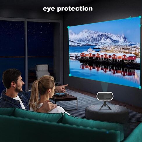 Mini Portable Projector for iPhone (with Tripod), HD 1080P Support, Portable Outdoor Home Theater Movie Projector, 26"-120" Screen Video Projector, Compatible with Smartphone/TV Stick/PS4/PC/Laptop in Kuwait