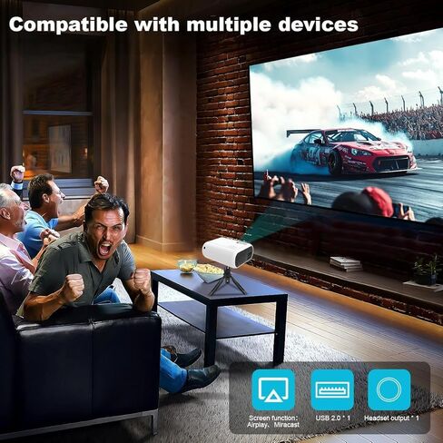 Mini Portable Projector for iPhone (with Tripod), HD 1080P Support, Portable Outdoor Home Theater Movie Projector, 26"-120" Screen Video Projector, Compatible with Smartphone/TV Stick/PS4/PC/Laptop in Kuwait