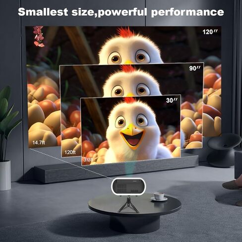 Mini Portable Projector for iPhone (with Tripod), HD 1080P Support, Portable Outdoor Home Theater Movie Projector, 26"-120" Screen Video Projector, Compatible with Smartphone/TV Stick/PS4/PC/Laptop in Kuwait