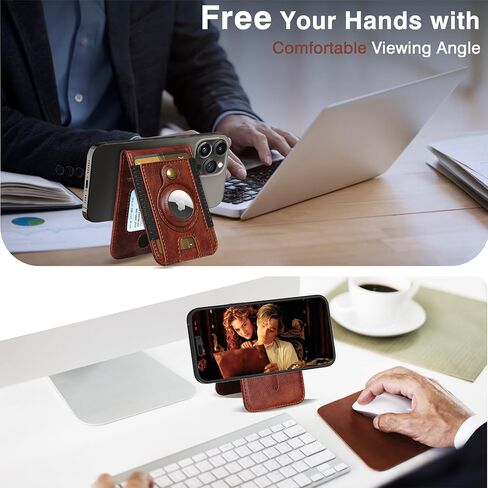 محفظة مغناطيسية Lohasic مع حامل Airtag ، جلد نباتي لحامل محفظة Magsafe ، نافذة معرف مفتوحة ، 4 فتحات بطاقة ، 9 بطاقات ، حظر RFID لـ iPhone 16/15/14/13/12 ، بني داكن in Saudi Arabia