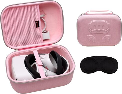 XANAD Hard Case Compatible with Oculus Meta Quest 3/Quest 2/Vision Pro Official Original/Elite Strap Version VR Headset and Touch Controller Accessories, Suitable for Travel and Home Storage(Pink) in Kuwait