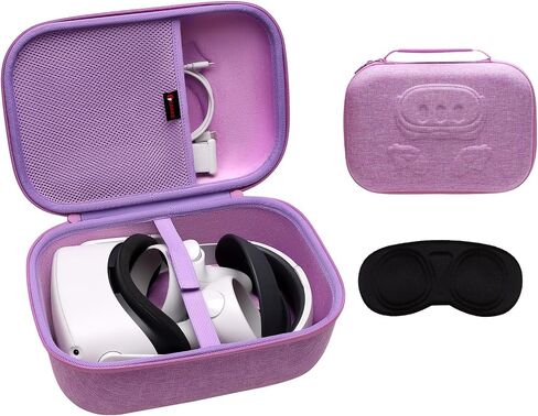 XANAD Hard Case Compatible with Oculus Meta Quest 3/Quest 2/Vision Pro Official Original/Elite Strap Version VR Headset and Touch Controller Accessories, Suitable for Travel and Home Storage(Pink) in Kuwait