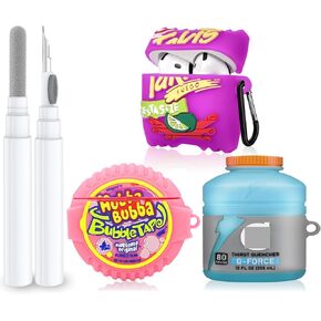 Cute Case for AirPods 4 Case with Cleaner Kit,3D Kawaii Silicone AirPods 4th Generation Case Cartoon Food Funny Protective Cover Accessories for AirPods 4 Gen (2024) for Woman Girls Boys Kids