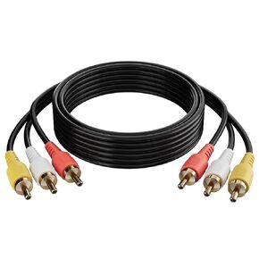 Adoreen 3 RCA Cable 2 Ft Audio Video Composite Male to Male DVD Cable, Gold-Plated Low Loss Stereo AV TV Cable Cord with Noise Reduction for VCD, Satellite,Stereo System,Home Theater Amp/Receiver
