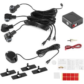 Parking System, Intelligent Parking Assistance System 4 Sensor Probe Car Auto Reverse 80dB Buzzer Alert Kit