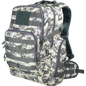 RIVER ROAD Huntex 40L Tactical Backpack for Men & Women in White Gray Camo - Military Style Backpack for Hunting - Hiking Travel Combat Backpack - Outdoor Tactical Backpacks Sport Mochila Tactica