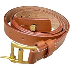 Vintage Leather Rifle Sling: WWII Italian Carcano Rifle 100% Leather Sling 1" Wide Strap with Adjustbale Length & Buckle Closure - Brown